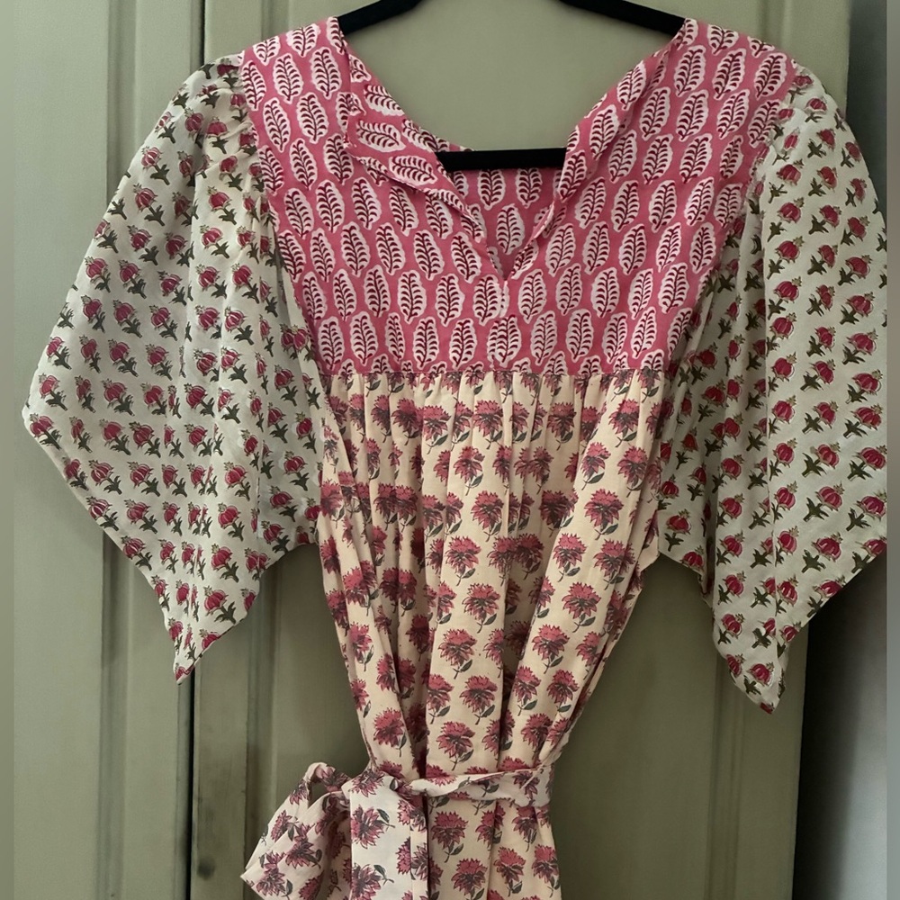 NWT EMERSON FRY BASALIE COTTON MIDI DRESS IN PATCHWORK ROSEY SZ S - Picture 7 of 12